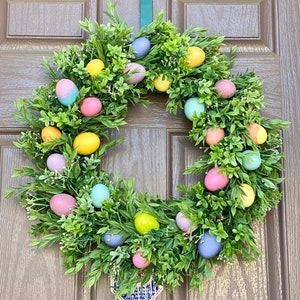 Easter Egg Wreath: Spring Door Decor, Colorful Foam Eggs