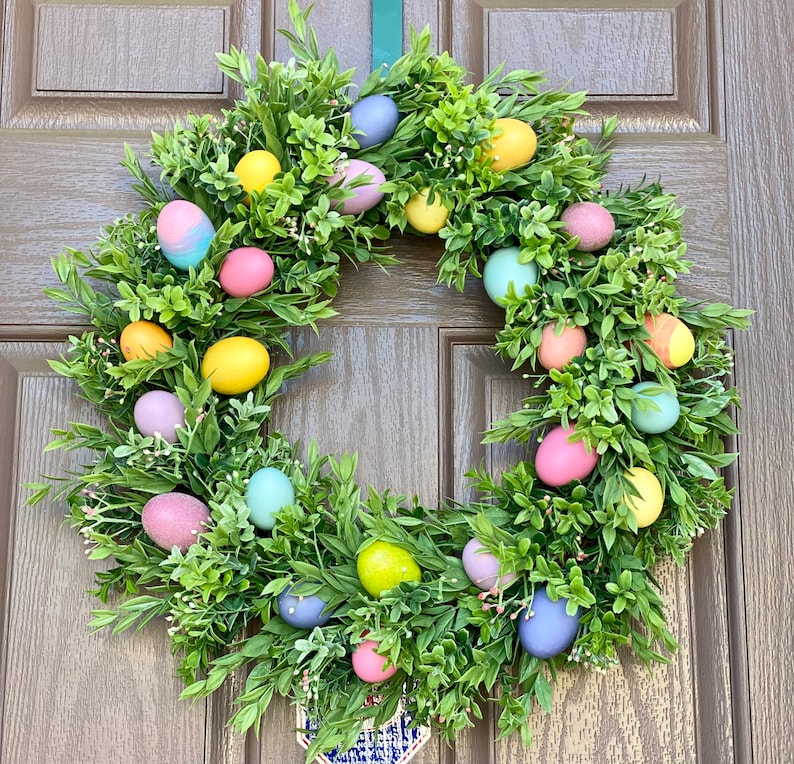 Easter Egg Wreath/ Easter Wreath for Front Door/ Easter Candle Etsy