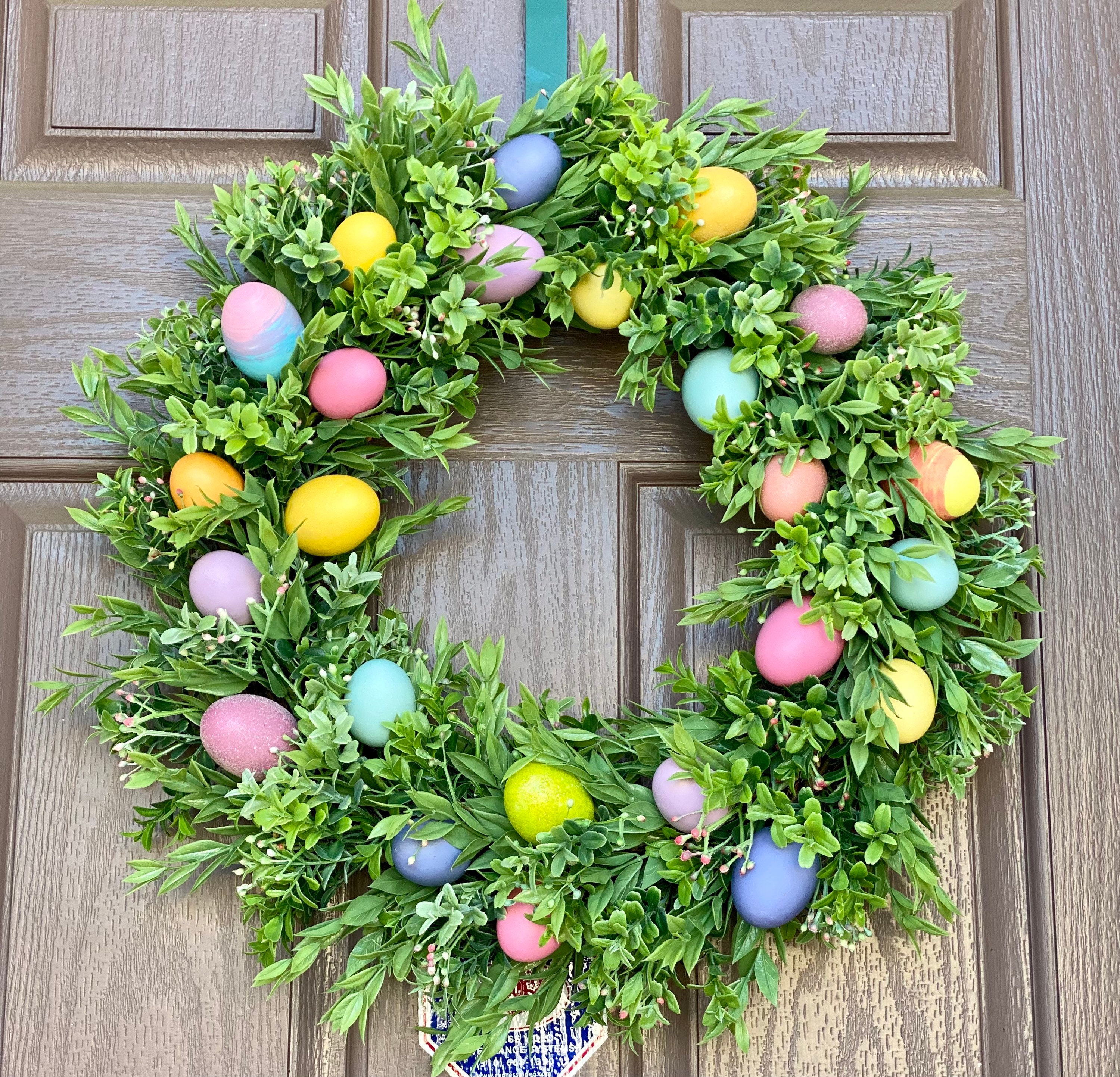 Easter Egg Wreath: Spring Door Decor, Colorful Foam Eggs
