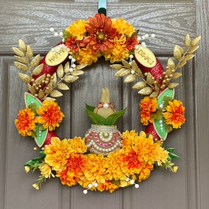 Front door wreath/ Diwali wreath/housewarming wreath/ pooja decor/Diwali decor/ religious wreaths/Hindu wedding decor/  Hindu festival decor