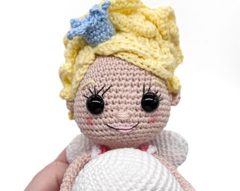 Pattern Tooth Fairy Crochet Pattern with Tooth and Toothbrush | Amigurumi Girl Doll Pattern | DIY Tooth Fairy Pillow | Lost Tooth Pillow