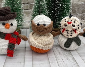 PDF Patterns Horror Snowmen Bundle Multi Pack Three Patterns Crochet Pattern Easy Amigurumi DIY