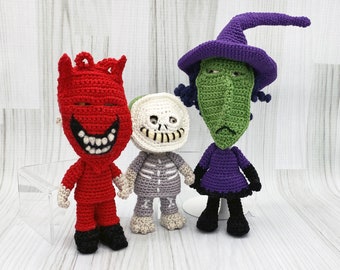 Pattern Only/ Halloween Trick or Treaters/ Kids in Costume/ Crochet Pattern/Witch Skeleton Devil