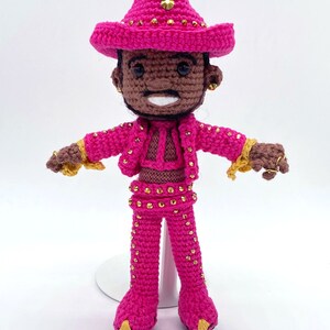 Pattern ONLY Rapper Inspired Crochet Doll Amigurumi Wearing His Pink Cowboy Suit Great for Fans image 3