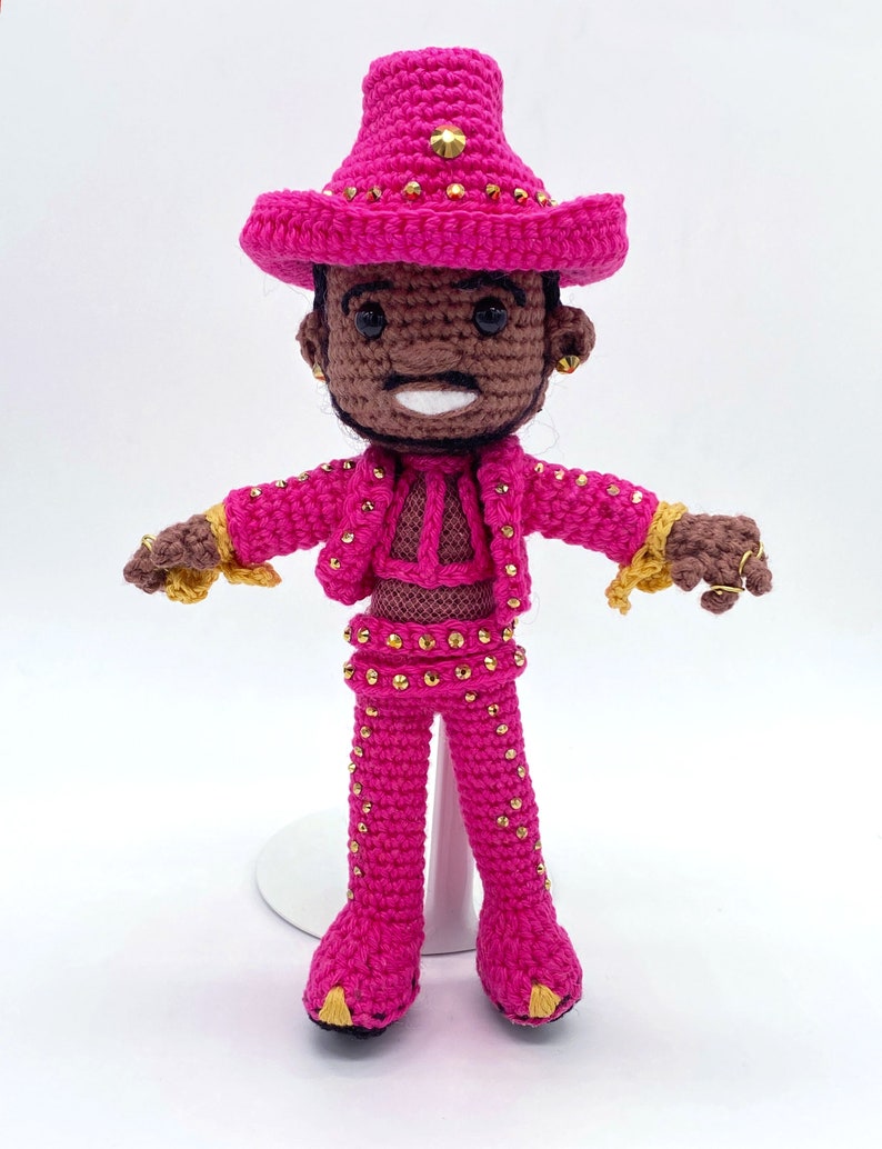 Pattern ONLY Rapper Inspired Crochet Doll Amigurumi Wearing His Pink Cowboy Suit Great for Fans image 3