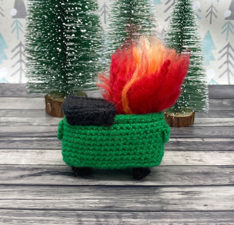 Dumpster Fire Ornament Crochet Pattern 2020 Pandemic Quarantine Year Christmas Pattern image 7