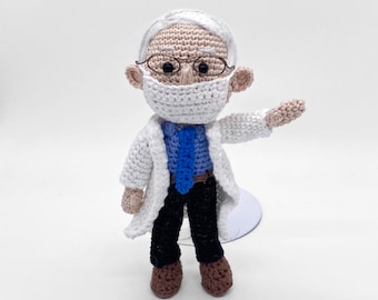 Pattern Crochet Dr. Fauci Amigurumi Doll with Fauci Ouchie Political Figure Health Professional Crochet Pattern