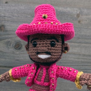 Pattern ONLY Rapper Inspired Crochet Doll Amigurumi Wearing His Pink Cowboy Suit Great for Fans image 4