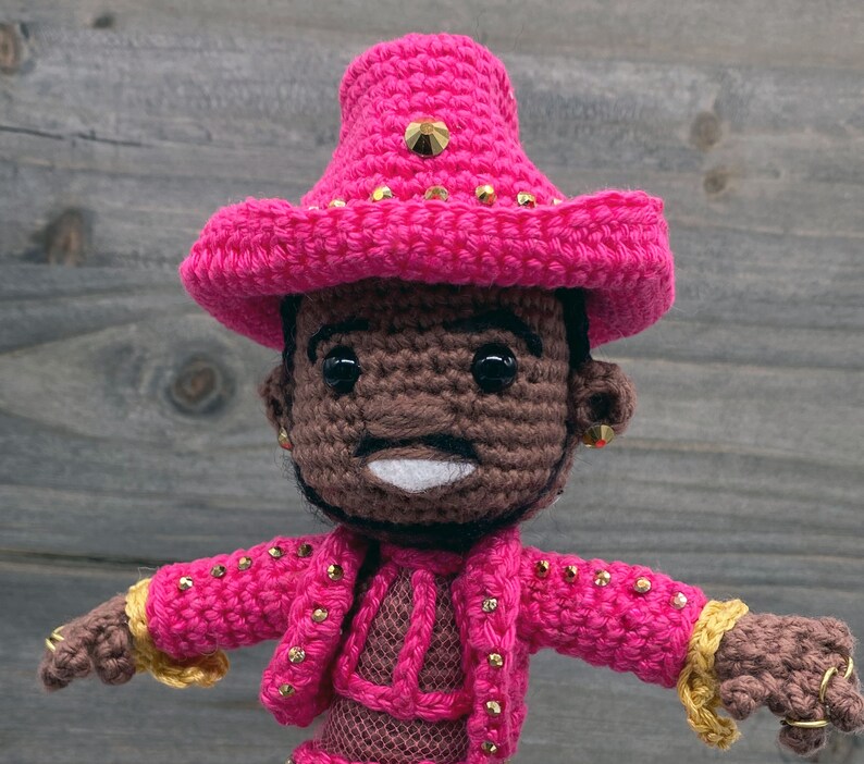 Pattern ONLY Rapper Inspired Crochet Doll Amigurumi Wearing His Pink Cowboy Suit Great for Fans image 4