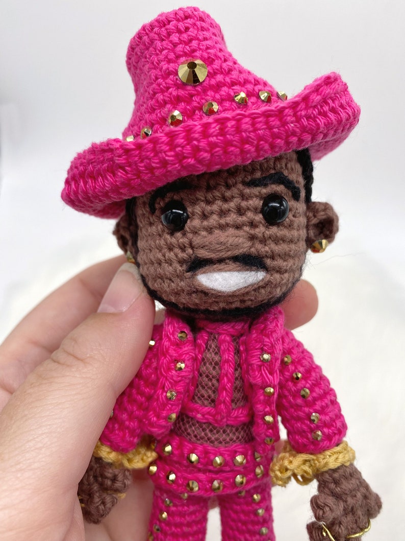 Pattern ONLY Rapper Inspired Crochet Doll Amigurumi Wearing His Pink Cowboy Suit Great for Fans image 2