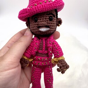 Pattern ONLY Rapper Inspired Crochet Doll Amigurumi Wearing His Pink Cowboy Suit Great for Fans image 5