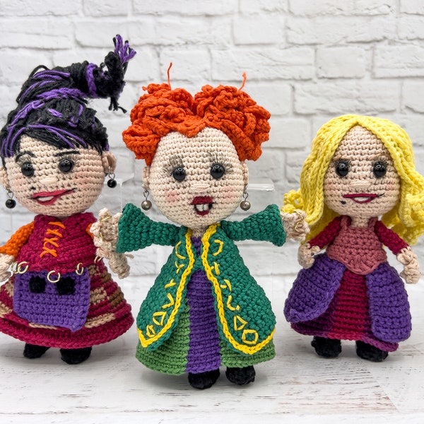 PDF Patterns Only Three Witches Halloween Crochet Pattern ONLY Amigurumi Spooky Creepy Cute Magic Witches