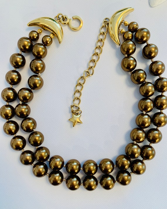 Vintage 1980's double strand of luxurious bronze c