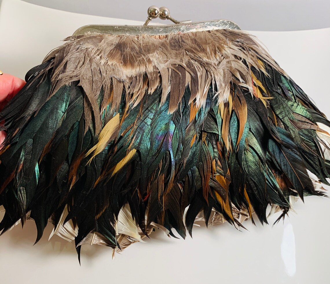 Vintage lovely feather evening bag with stunning variety of Etsy