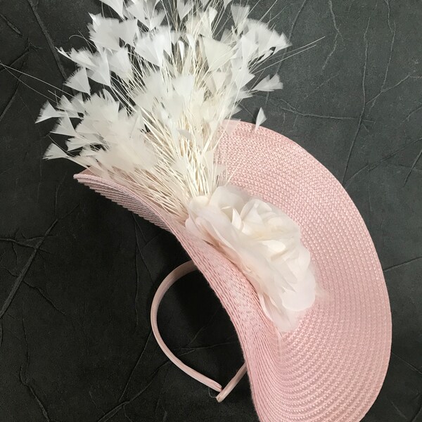 Large Dusky Pink Fascinator for Wedding, Races, Ladies Day, Formal Occasion, Rose, Made in the UK