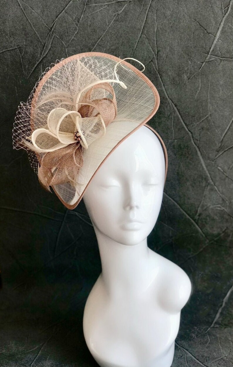 Large Mink & Ivory Cream Hatinator for Wedding RacesLadies Etsy
