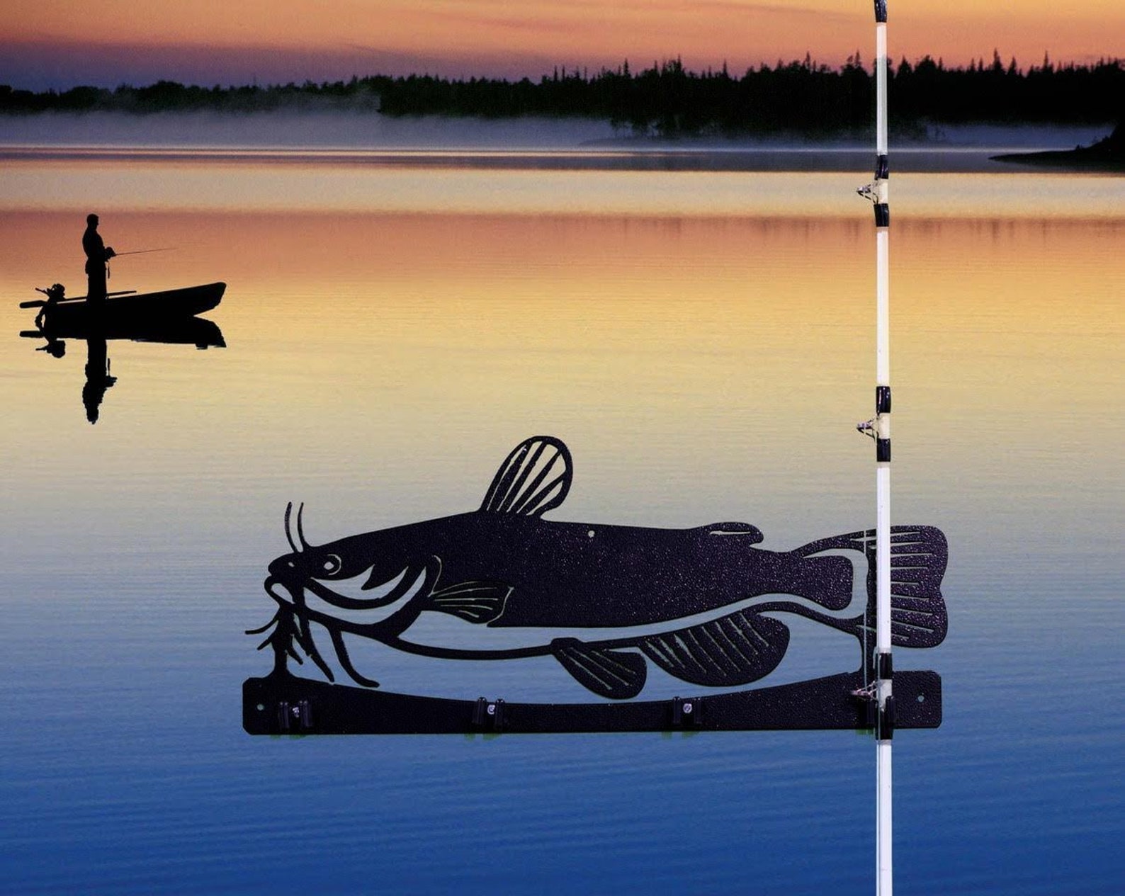 CATFISH Fishing Rod Holder Fishing Decor Fishing Rod Holder Etsy