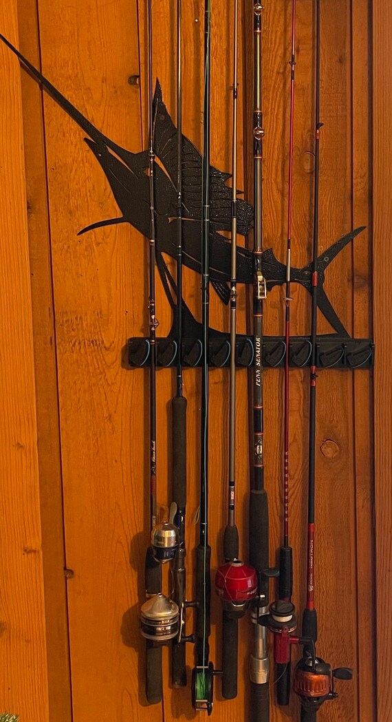 SAILFISH fishing rod holder, fishing decor, fishing rod holder, fisherman  gift, fishing gift, fishing rod storage, fishing rod wall rack