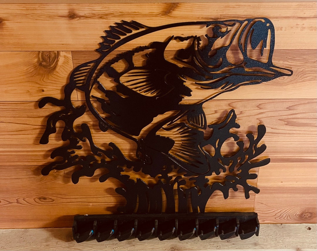 LEAPING BASS Fishing Rod Holder, Fishing Rod Holder, Fisherman Gift