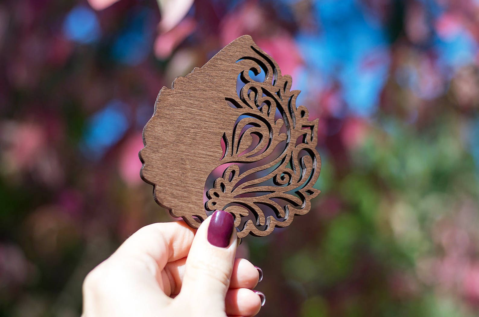 Leaf wooden drink coaster laser cut and laser engraved leaf Etsy
