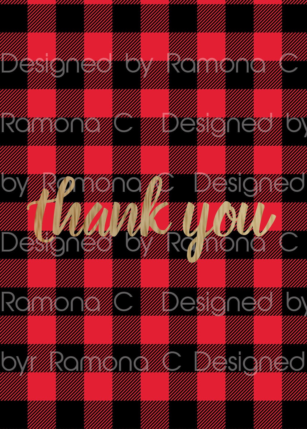 Buffalo Plaid Thank You Note Card Set Red and Black A2 - Etsy UK