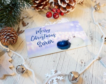 Merry Christmas Soror, Zeta Phi Beta Sorority-inspired 7x5" Card Set, 12 Flat Cards and Envelopes, Free Shipping