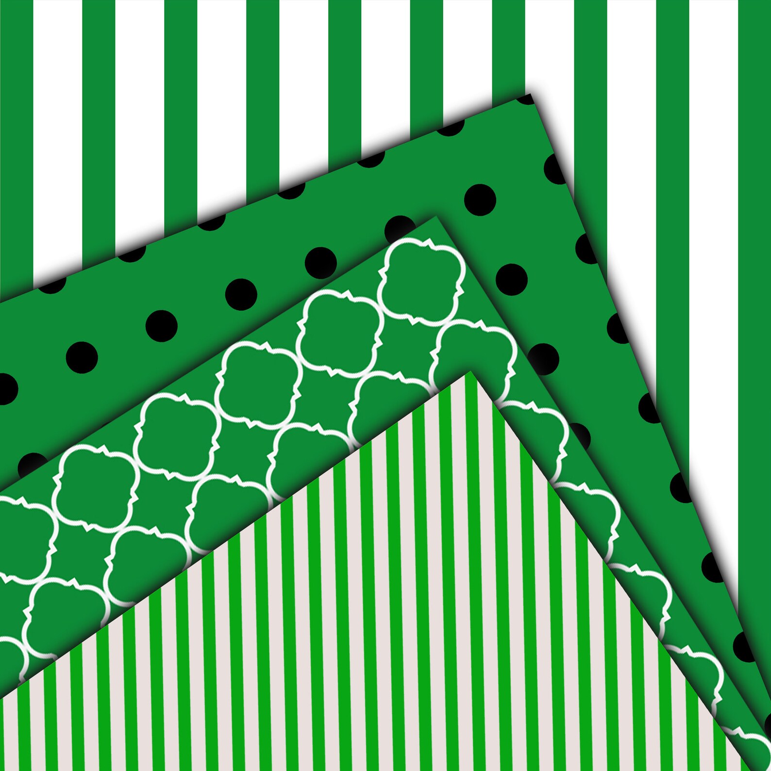 Digital Paper Printable Green White and Black Pattern - Etsy