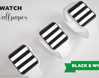Black and White Stripe Apple Watch Wallpaper, Stylish Wallpaper, Apple Watch Wallpaper, Black and White Apple Watch Face