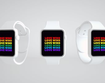 LOVE WINS Apple Watch Wallpaper, PRIDE Wallpaper, Rainbow Apple Watch Wallpaper, Rainbow Apple Watch Face