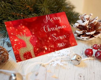 Merry Christmas, Soror - Red and White Card Set - 7x5” - Free Shipping