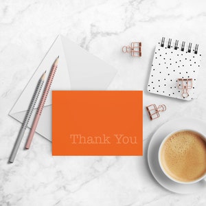 Thank You Note Cards - A2 Folded Cards - Orange Note Cards - Thank You Note - Paper Stationery - Orange Cards
