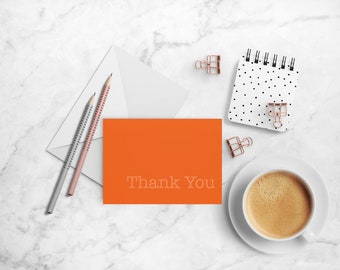 Thank You Note Cards - A2 Folded Cards - Orange Note Cards - Thank You Note - Paper Stationery - Orange Cards