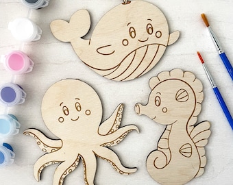DIY Ocean Friends Wooden Paint Kit | Stocking Stuffer | Kids Craft
