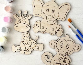 DIY Jungle Friends Wooden Paint Kit | Stocking Stuffer | Kids Craft