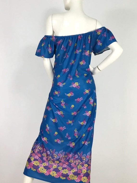 70s maxi dress/1970s off the shoulder maxi/vintag… - image 6
