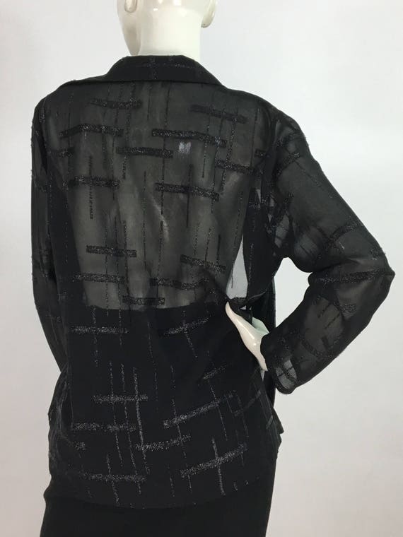 80s black sheer blouse/vintage blouse/1980s black… - image 3