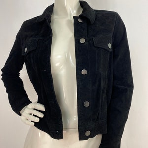 Veste en daim Y2k, veste en cuir suédé, veste en peau de porc noire