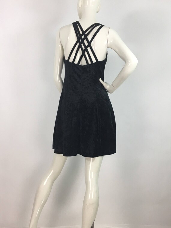 90s black velvet skater dress/1990s velvet skater - image 3