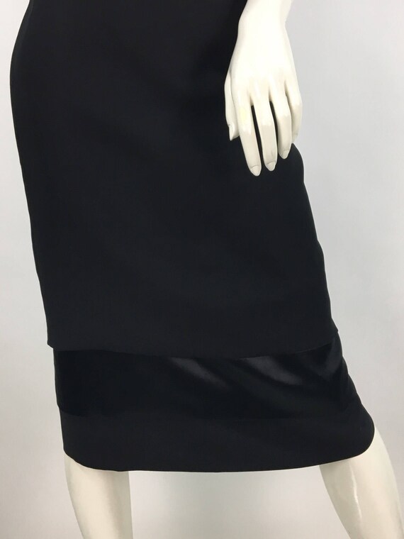 1980s black polyester pencil skirt, 80s business … - image 1