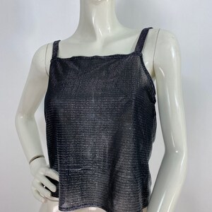 70s sheer metallic top, vintage metallic top, union label top