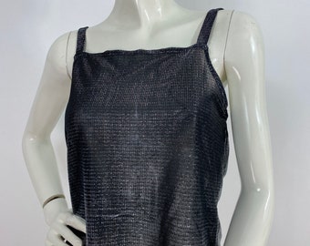 70s sheer metallic top, vintage metallic top, union label top