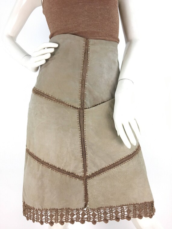 Vintage leather midi skirt/leather/suede midi skir