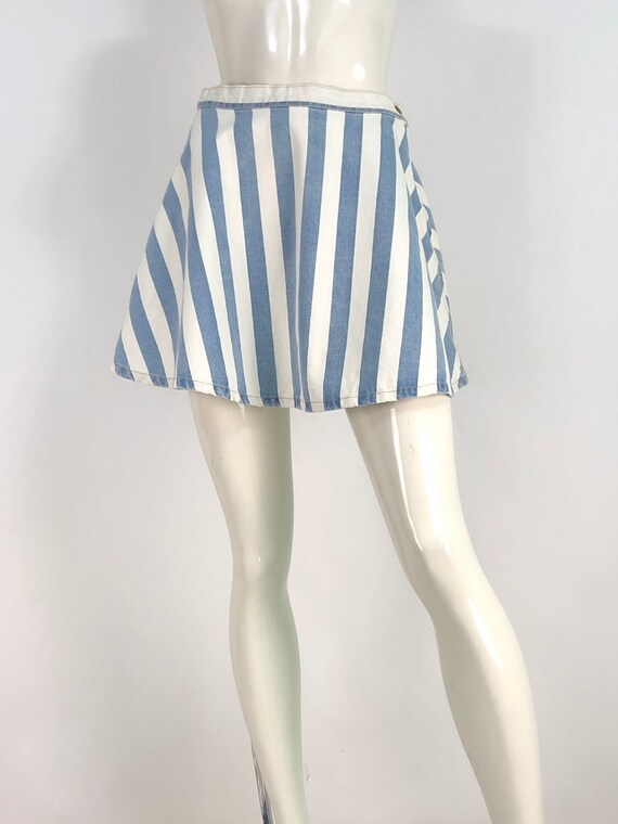 90s denim skirt/90s skater/striped jean skirt - image 2