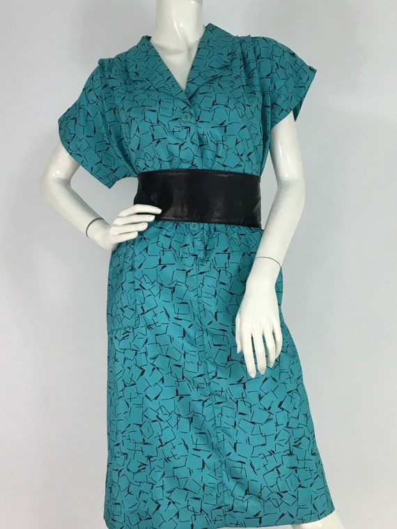 60s midi dress/1960s teal midi dress - image 2