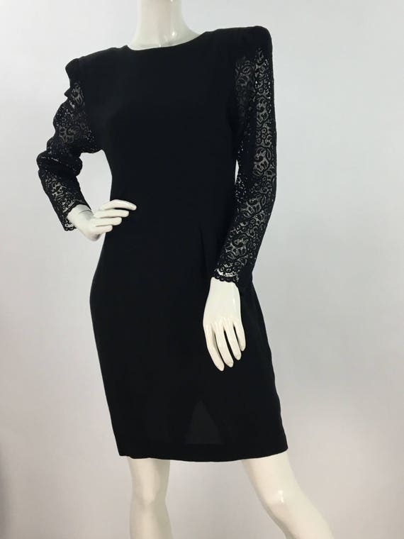 80s 90s black cocktail dress/Maggy London vintage… - image 1