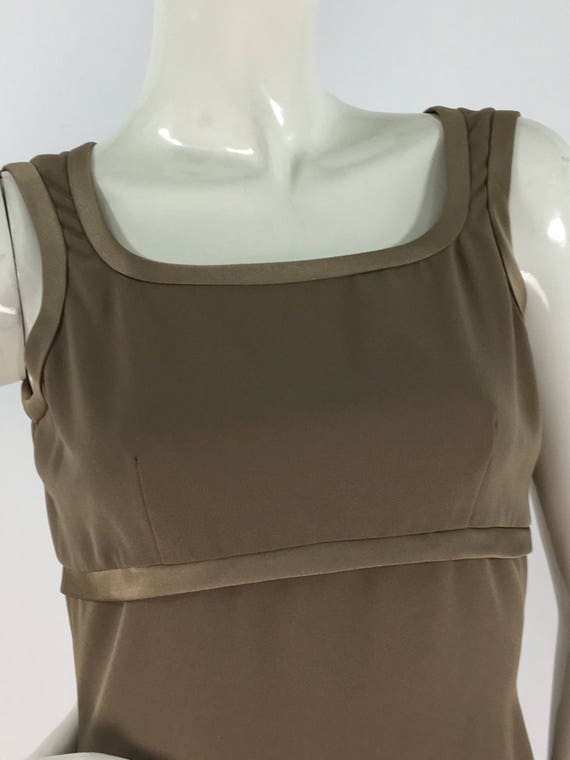 70s bronze dress/bronzed dress 1970/satin mini dre