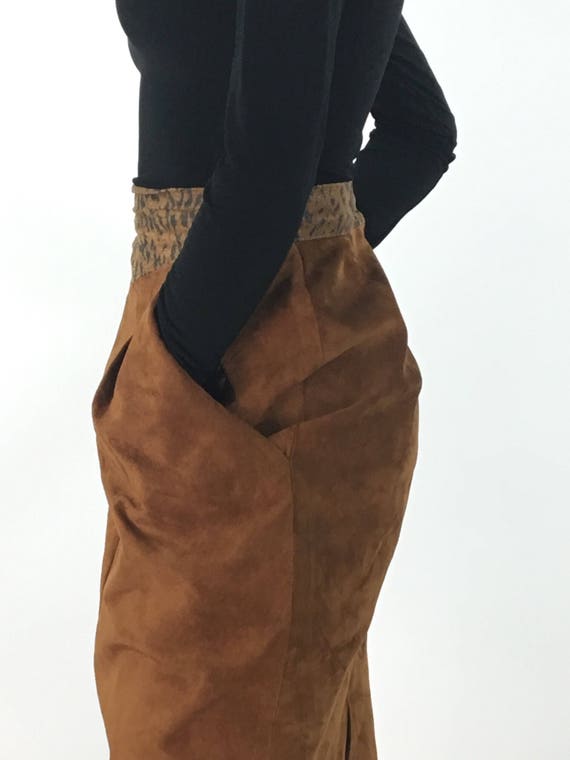 80s midi genuine leather skirt, 1980s leather ski… - image 10