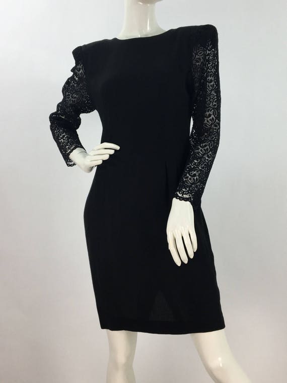 80s 90s black cocktail dress/Maggy London vintage… - image 7