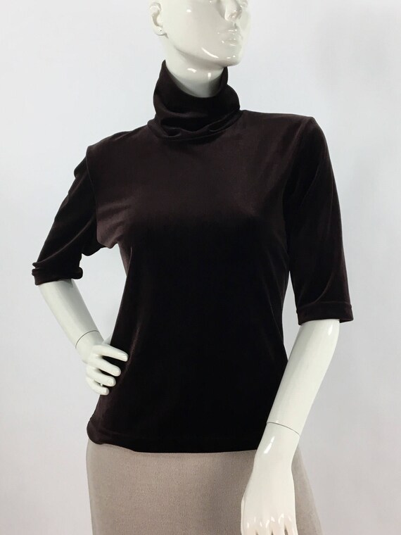 Vintage 90s brown velvet turtle neck/1990s turtle