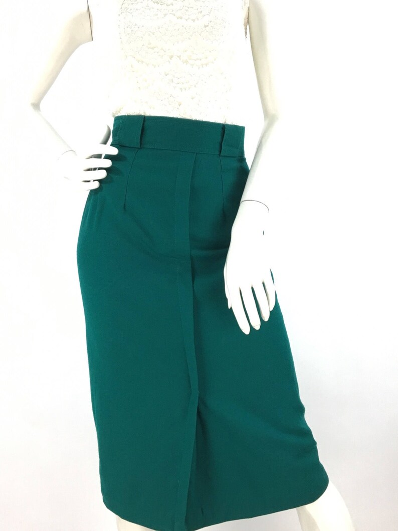 70s Emerald Green Wool Skirt/1970s Wool Midi Skirt/100% Wool - Etsy